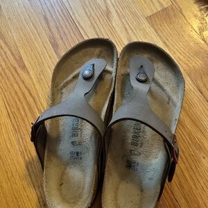 Birkenstock Brown Gizeh Suede Slip-On Sandal with Buckle